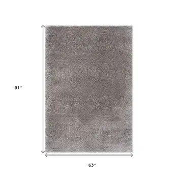 5' X 8' Ivory Modern Solid Shag Area Rug