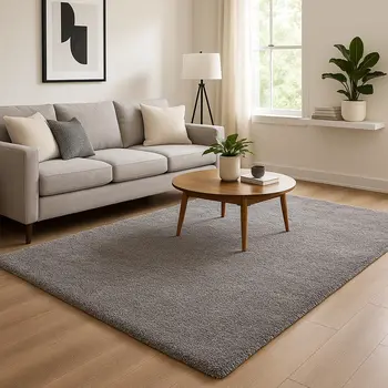 8' X 11' Ivory Modern Solid Shag Area Rug