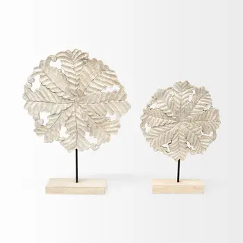 Petite Wood And Metal Floral Decor Piece