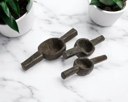 Set of Three 3" Brown Metal Tabletop Sculpture