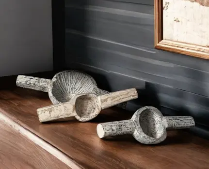 Set of Three 3" White Solid Wood Tabletop Sculpture