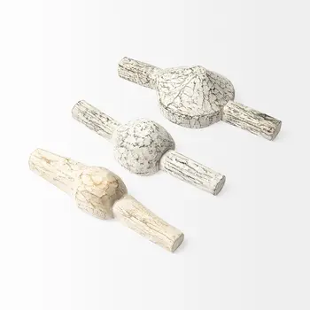 Set of Three 3" White Solid Wood Tabletop Sculpture