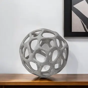 6" Gray Metal Abstract Decorative Orb Tabletop Sculpture