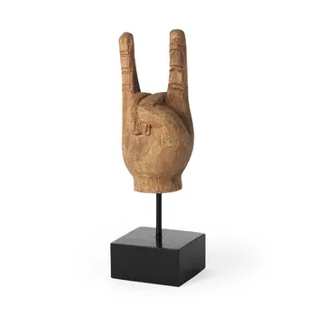 13" Brown Metal Hand Tabletop Sculpture