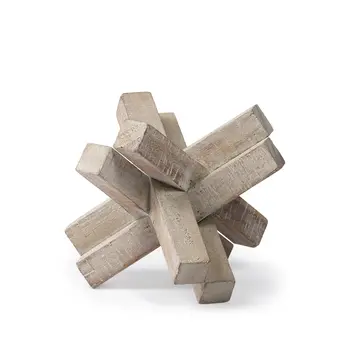 6" Brown Solid Wood Abstract Geometric Tabletop Sculpture