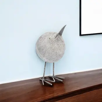 8" Off White Resin And Metal Snipe Bird Tabletop Sculpture