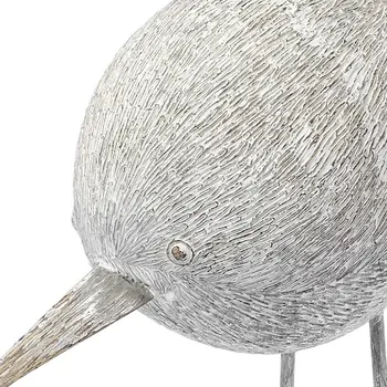 7" Off White Resin And Metal Snipe Bird Tabletop Sculpture