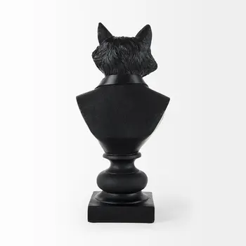 Black Resin Suited Fox Bust Sculpture