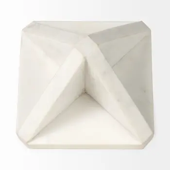 White Marble Geometric Square Sculpture