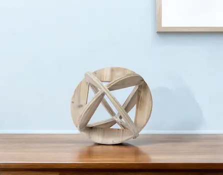 5" Natural Solid Wood Orb Decorative Orb Tabletop Sculpture