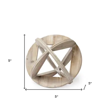 5" Natural Solid Wood Orb Decorative Orb Tabletop Sculpture