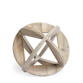 5" Natural Solid Wood Orb Decorative Orb Tabletop Sculpture