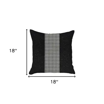 Set of Two 18" Black and White Houndstooth Fabric Throw Pillow Covers