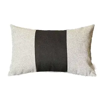 Set Of 2 Gray And Black Lumbar Pillow Covers