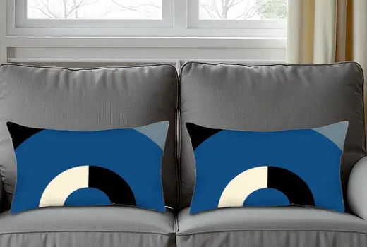 Set Of 2 Blue Modern Lumbar Pillow Covers