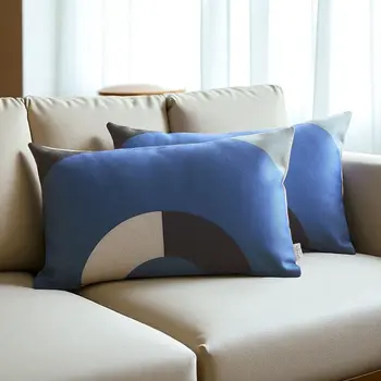 Set Of 2 Blue Modern Lumbar Pillow Covers
