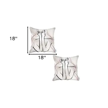 Set Of 2 White Boho Chic Printed Pillow Covers