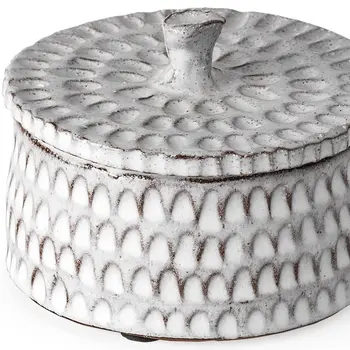4" Gray Ceramic Hand Painted Decorative Keepsake Box