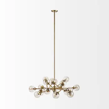 Gold Metal Eighteen Bulb Hanging Chandelier