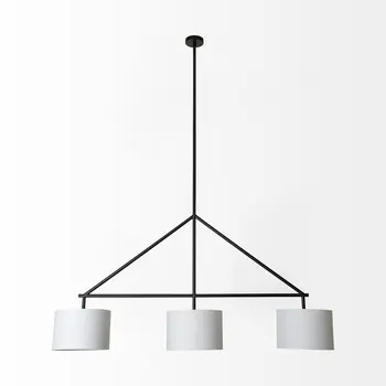 Metal Framed White Shade Three Bulb Hanging Light