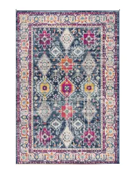 2' X 4' Blue and Ivory Oriental Area Rug