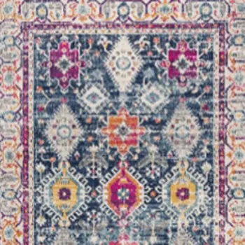 2' X 4' Blue and Ivory Oriental Area Rug