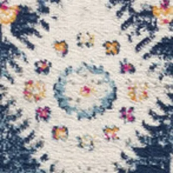 5' X 7' Blue and Ivory Oriental Area Rug