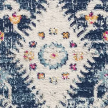 6' X 9' Blue and Ivory Oriental Area Rug
