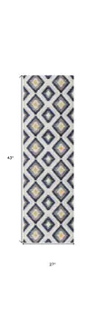 2' X 4' Blue Ikat Kilim Area Rug
