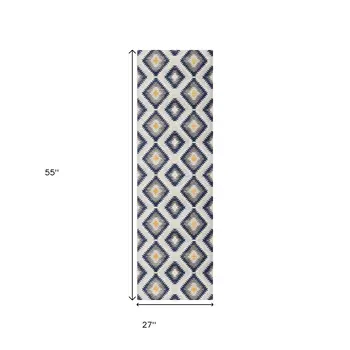 2' X 5' Blue Ikat Kilim Area Rug