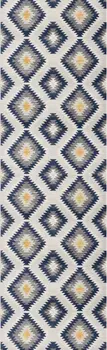 2' X 6' Blue Ikat Kilim Area Rug