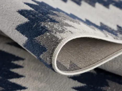 2' X 6' Blue Ikat Kilim Area Rug
