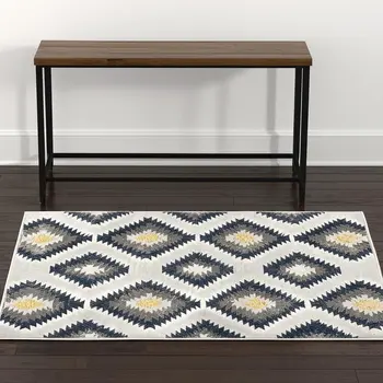 4' X 6' Blue Ikat Kilim Area Rug