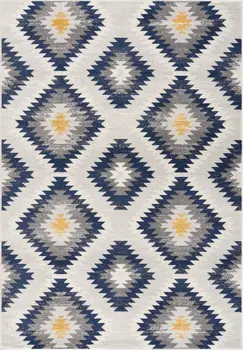 6' X 9' Blue Ikat Kilim Area Rug
