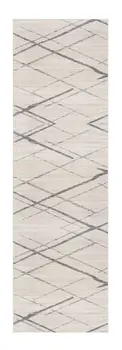15' Gray And Ivory Geometric Runner Rug