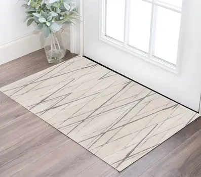 2' X 4' Gray and Ivory Geometric Area Rug