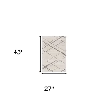 2' X 4' Gray and Ivory Geometric Area Rug