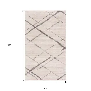 3' X 5' Gray and Ivory Geometric Area Rug