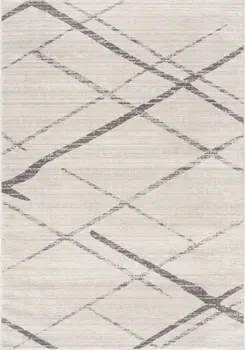 6' X 9' Gray and Ivory Geometric Area Rug
