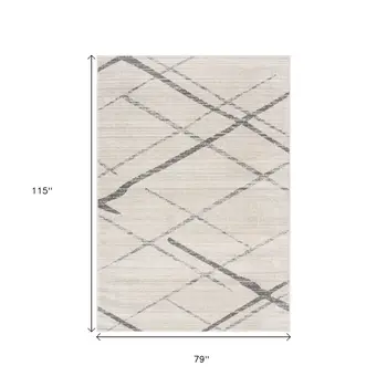 6' X 9' Gray and Ivory Geometric Area Rug