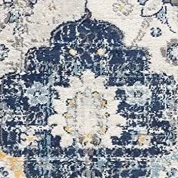 10' Blue And Yellow Floral Runner Rug