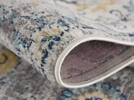15' Blue And Yellow Floral Runner Rug