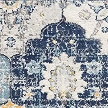 2' X 5' Blue and Yellow Floral Area Rug