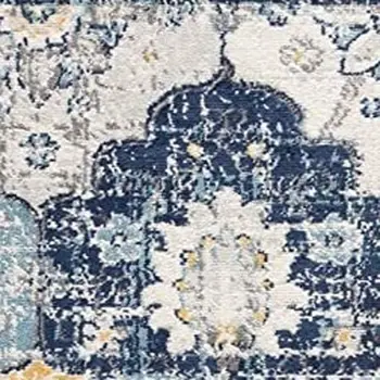 2' X 5' Blue and Yellow Floral Area Rug
