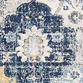 6' Blue And Yellow Floral Runner Rug