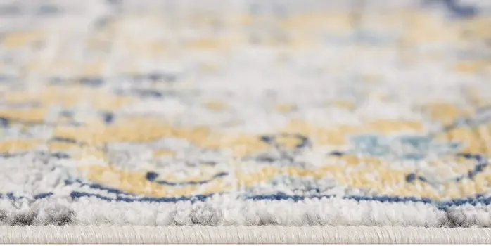 3' X 5' Blue and Yellow Floral Distressed Area Rug