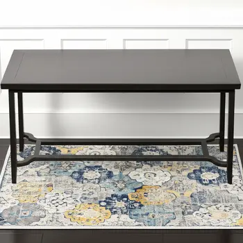 4' X 6' Blue and Yellow Floral Area Rug