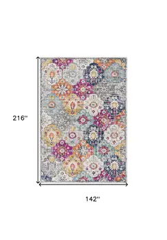 12' X 18' Rust Floral Washable Non Skid Area Rug