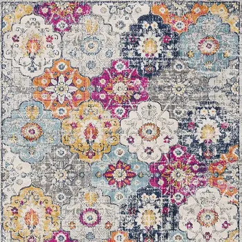 2' X 4' Blue and Ivory Floral Area Rug