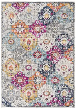 6' Blue And Ivory Floral Runner Rug